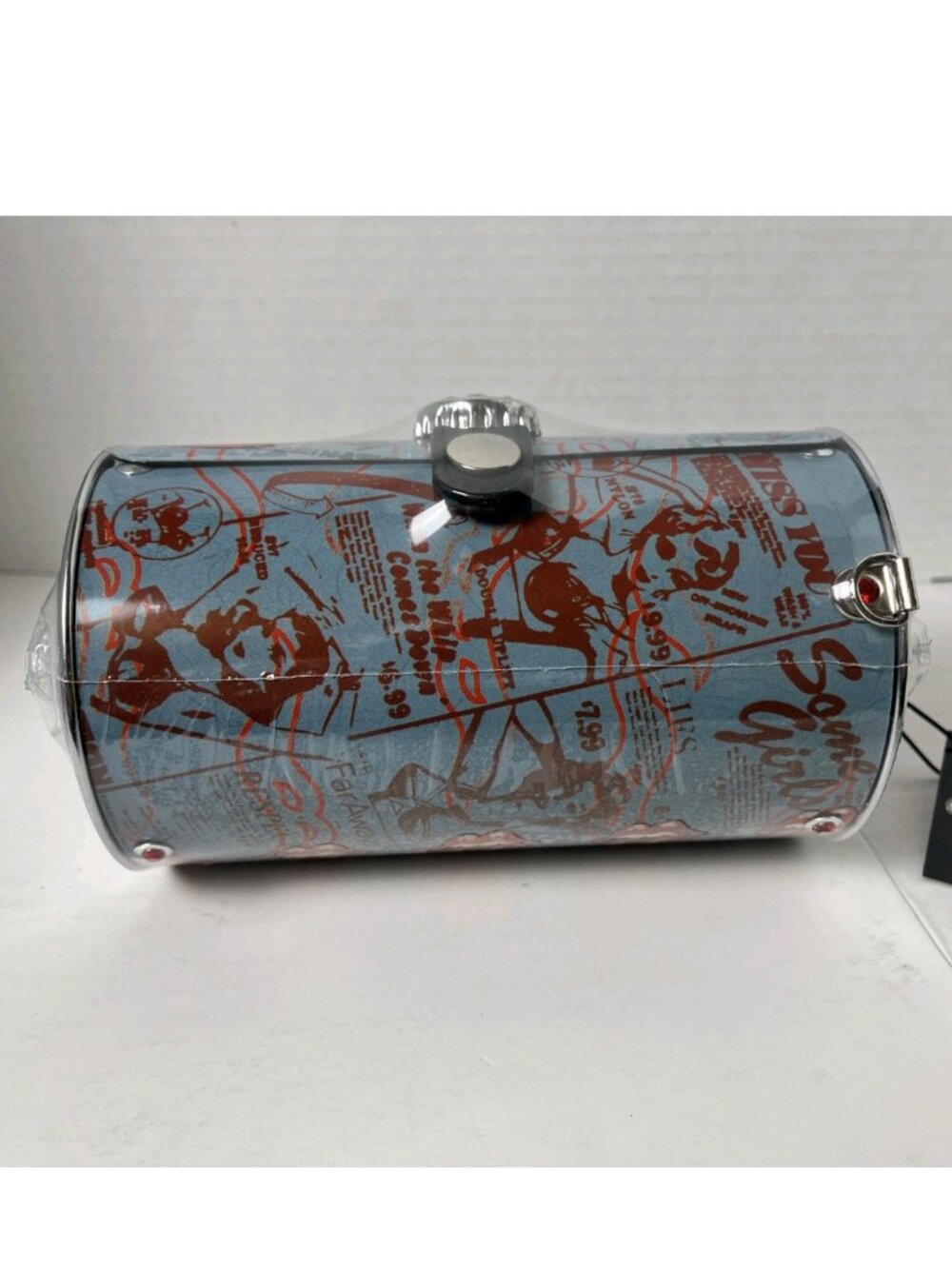 Rolling Stones Tongue Logo Cylinder Purse NWT Metal Handbag Rock Band Bag - Picture 10 of 12